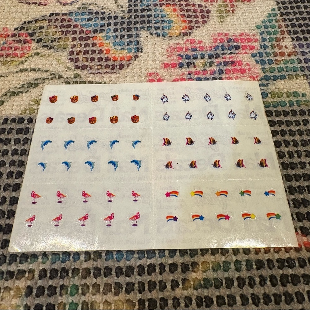 Lisa Frank Vintage 90’s Nail Sticker Decals Sheet Dolphins Unicorns Flamingos 6p - Picture 3 of 5